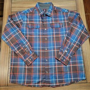 Swiss Tech Full Button LS Shirt Red & Blue Plaid - Size XL (46-48)